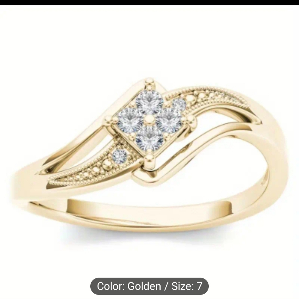 Elegant  Gold Ring with Zercon Accents